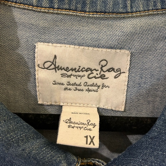 American Rag Cie Indigo Denim Vest Sleeveless Denim Jacket sz 1X with stretch - Picture 2 of 8